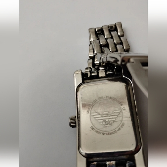 Emporio Armani Silver Tank Wrist Watch Men's Analog New Battery Works AR0106 - Picture 5 of 6